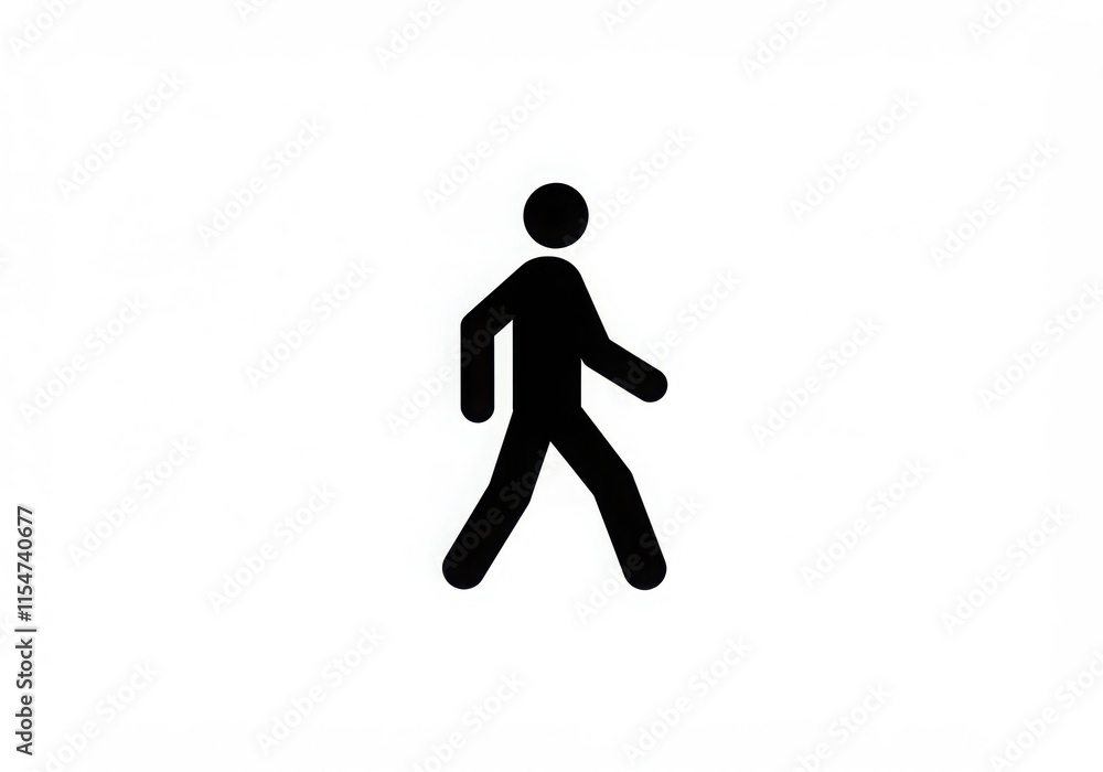 Minimalist icon, walking figure, black silhouette, white background, simple geometric shapes Minimalist icon, walking figure, black silhouette, white background, simple geometric shapes