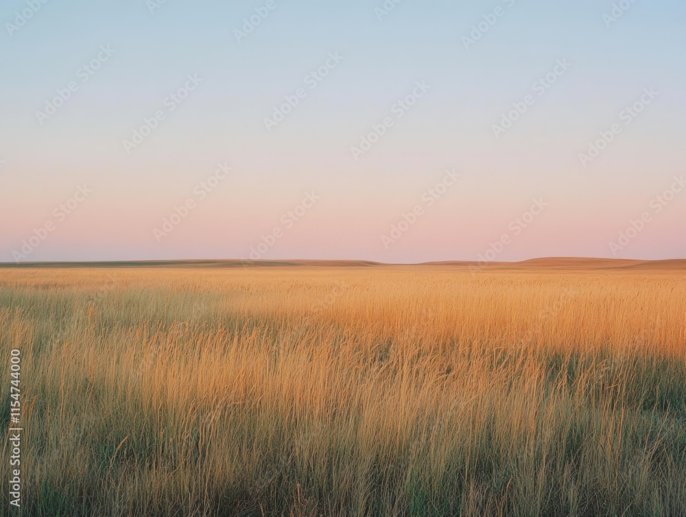 A serene landscape featuring golden grass under a pastel sky at dusk. A serene landscape featuring golden grass under a pastel sky at dusk.