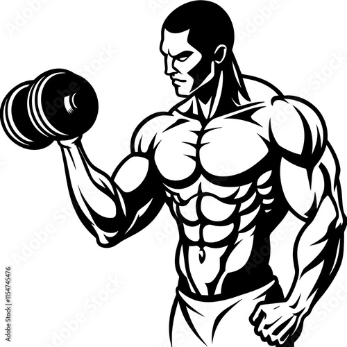 bodybuilder training with dumbbell