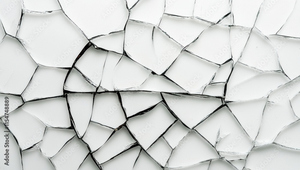 Abstract Pattern of Cracked Glass with Sharp Edges and Reflection Abstract Pattern of Cracked Glass with Sharp Edges and Reflection