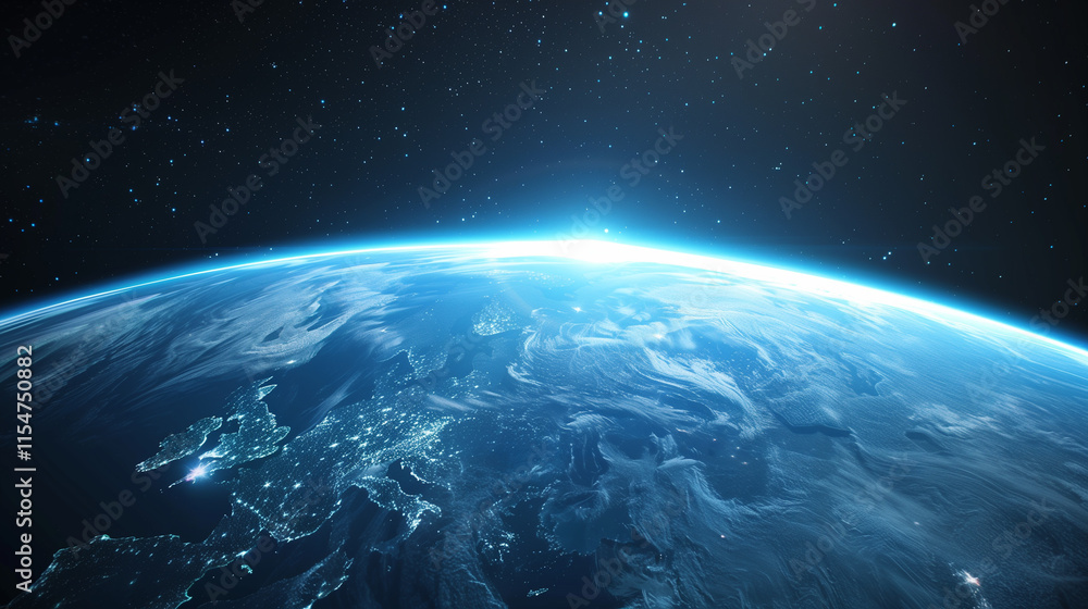 Obraz premium Close up of Earth from Space with Atmospheric Glow