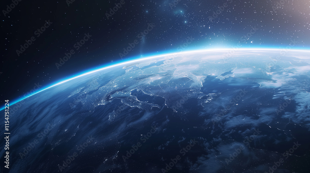 Obraz premium Close up of Earth from Space with Atmospheric Glow 