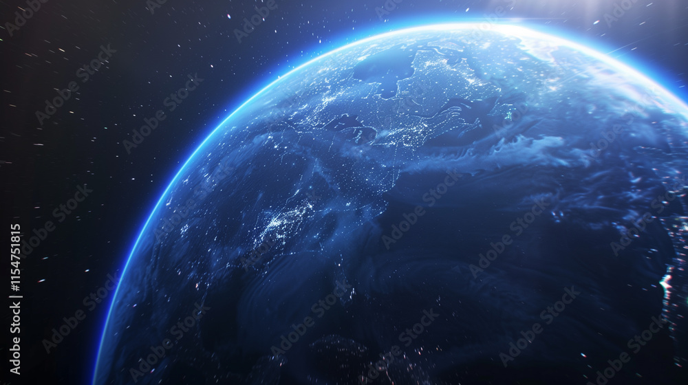 Obraz premium Close up of Earth from Space with Atmospheric Glow 