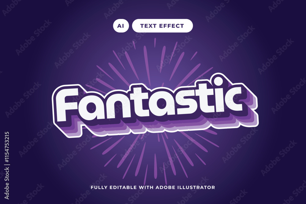 Naklejka premium Fantastic Purple 3D text Effect