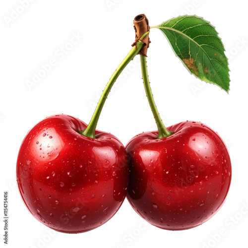 Cherry in cartoon style on a white background.