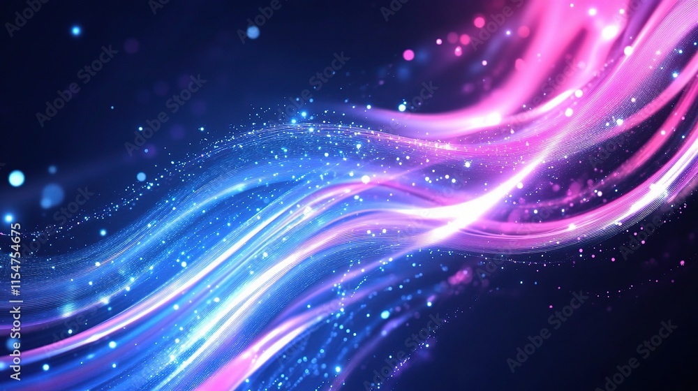 Fototapeta premium Abstract Light Lines with Wavy Flow in Dynamic Colorful Background