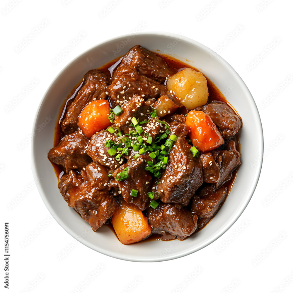 appetizing Korean braised beef galbi jjim Isolated On Transparent Background appetizing Korean braised beef galbi jjim Isolated On Transparent Background