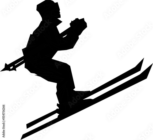 Mountain skier speeding down slope sport silhouette photo