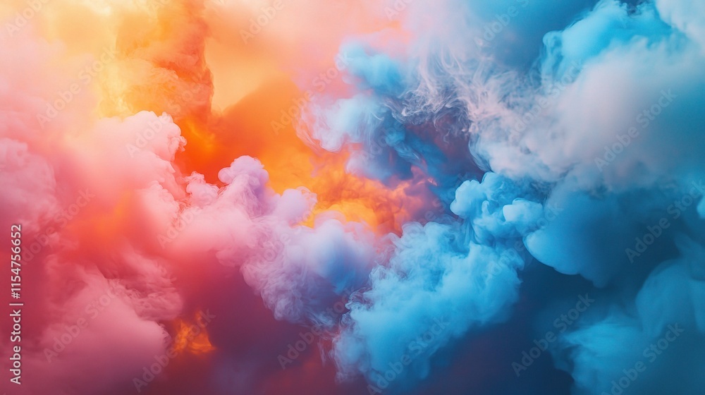 Fototapeta premium Dramatic Colorful Smoke Explosion Effect with Swirls and Texture