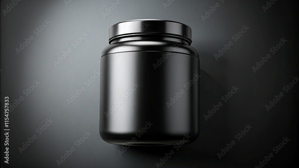 Black and white aerial view: a striking supplement bottle design, realistic packaging highlighted. Black and white aerial view: a striking supplement bottle design, realistic packaging highlighted.