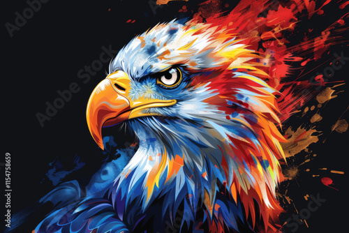 Golden eagle soaring in the sky with sharp beak and intense eyes, a powerful bird of prey in nature's wild beauty