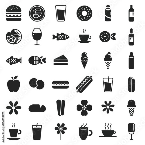 Food and drink Line icon set vector