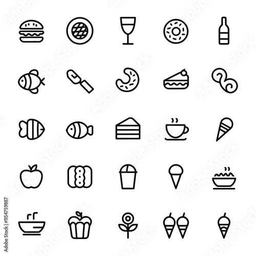 Food and drink Line icon set vector