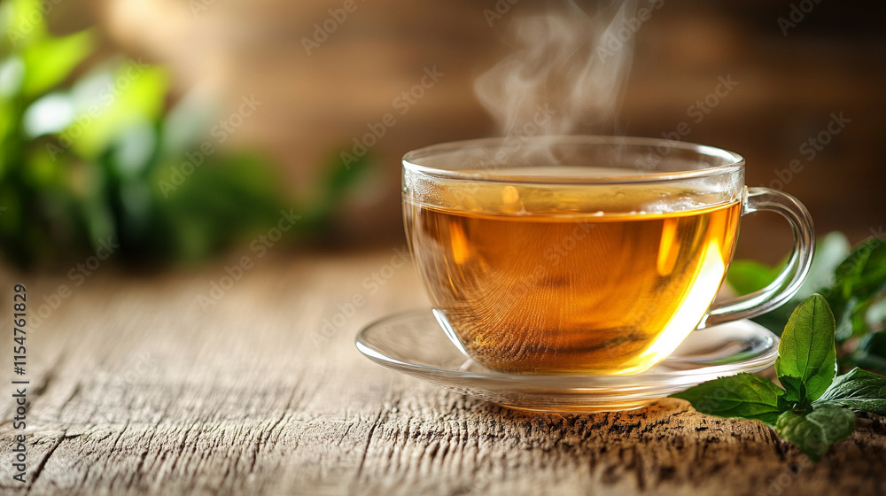 single empty cup of tea with steam rising from it, symbolizing the fleeting nature of comfort and peaceful moments, with blurred space on the side to evoke a sense of quiet and impermanence single empty cup of tea with steam rising from it, symbolizing the fleeting nature of comfort and peaceful moments, with blurred space on the side to evoke a sense of quiet and impermanence