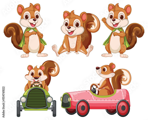 Playful Squirrels in Cars Adventure