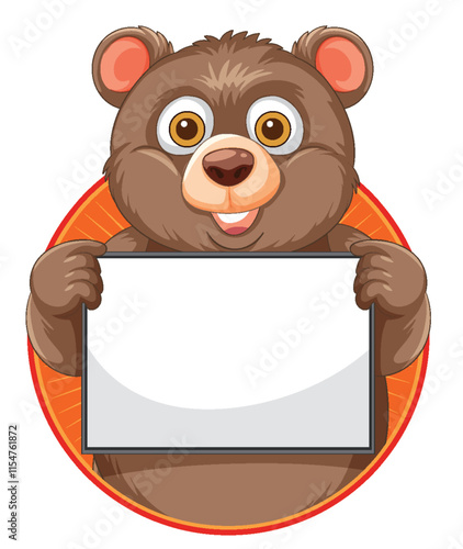 Cute Bear Holding Blank Sign