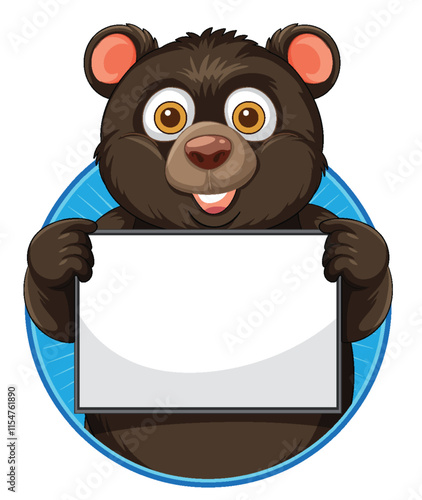 Cute Bear Holding Blank Sign