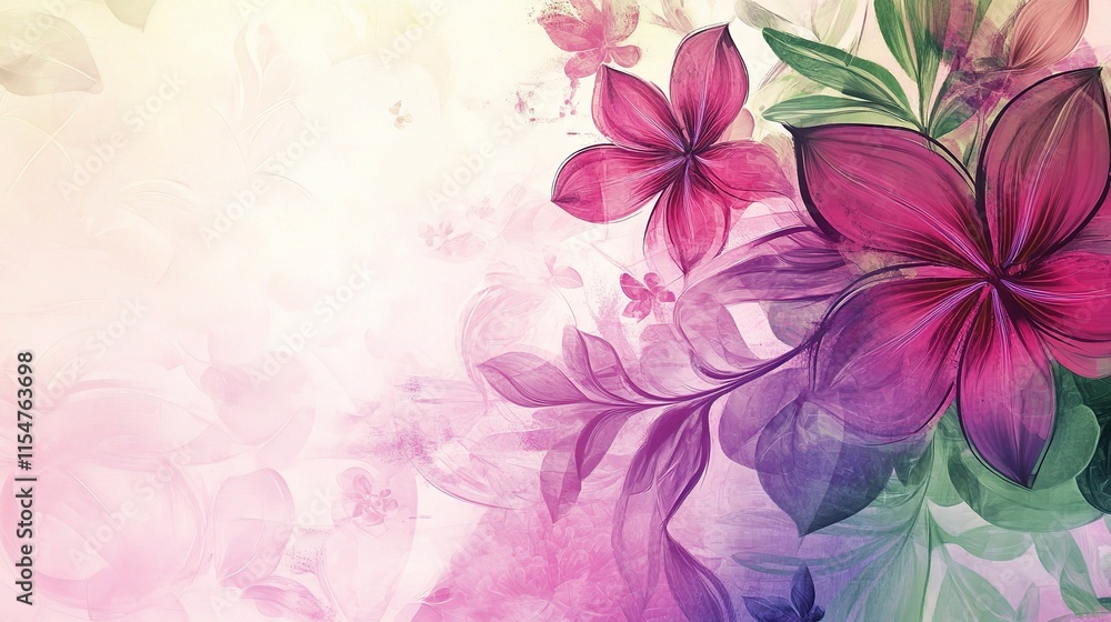 Bright Abstract Floral Patterns in Pink and Purple Tones Bright Abstract Floral Patterns in Pink and Purple Tones