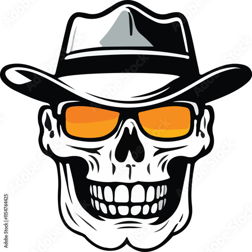 Vector art illustration of a cute skull with white background