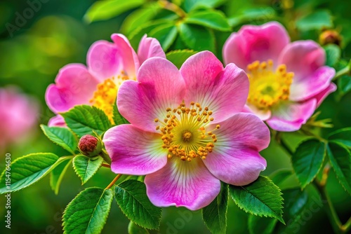 Intricate dog rose petals, captured in close-up photography, reveal the wild rose's natural beauty.