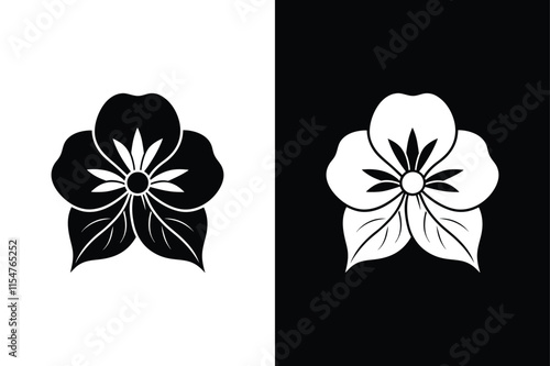 Graceful Violet Flower Icon. Stunning Silhouette Vector Illustrations