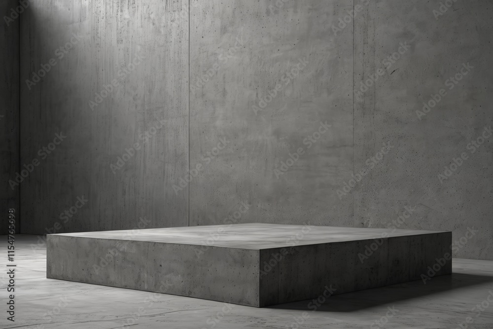 © haiqiang - concrete platform in a room with a window and a wall