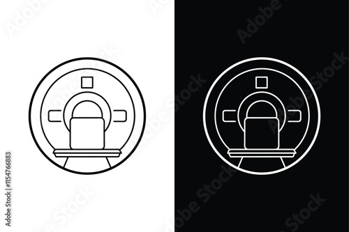 Professional CT Scan Illustration. Miscellaneous Symbols in Outline Style
