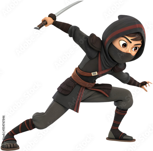 Cute cartoon ninja man character clipart for dynamic designs. photo