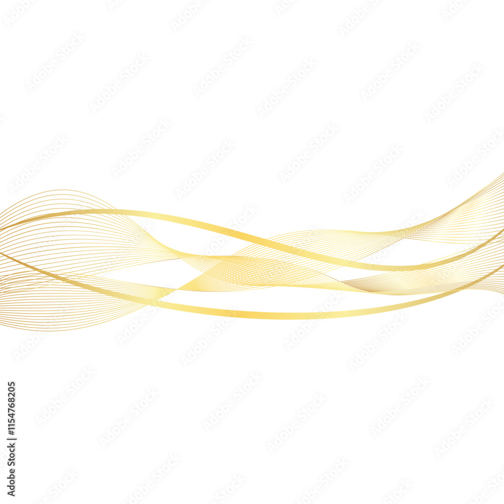 Fototapeta premium Golden Luxury Wavy Line Border