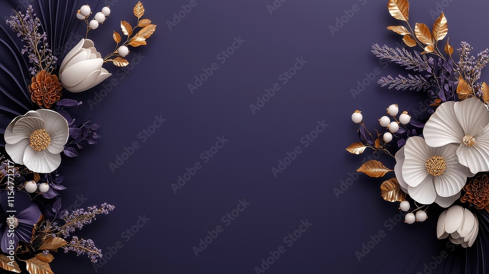 Fototapeta premium Floral decoration event elegant venue decorative image modern aesthetic top-down view artistic concept