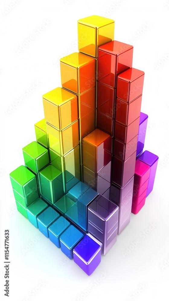 Vibrant Cubes Charting Success, dynamic 3D cubes in vivid colors illustrating growth through bar graphs, representing innovative business strategies Vibrant Cubes Charting Success, dynamic 3D cubes in vivid colors illustrating growth through bar graphs, representing innovative business strategies