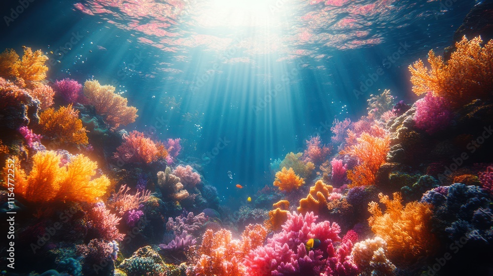 Vibrant coral reef teeming with marine life. Vibrant coral reef teeming with marine life.