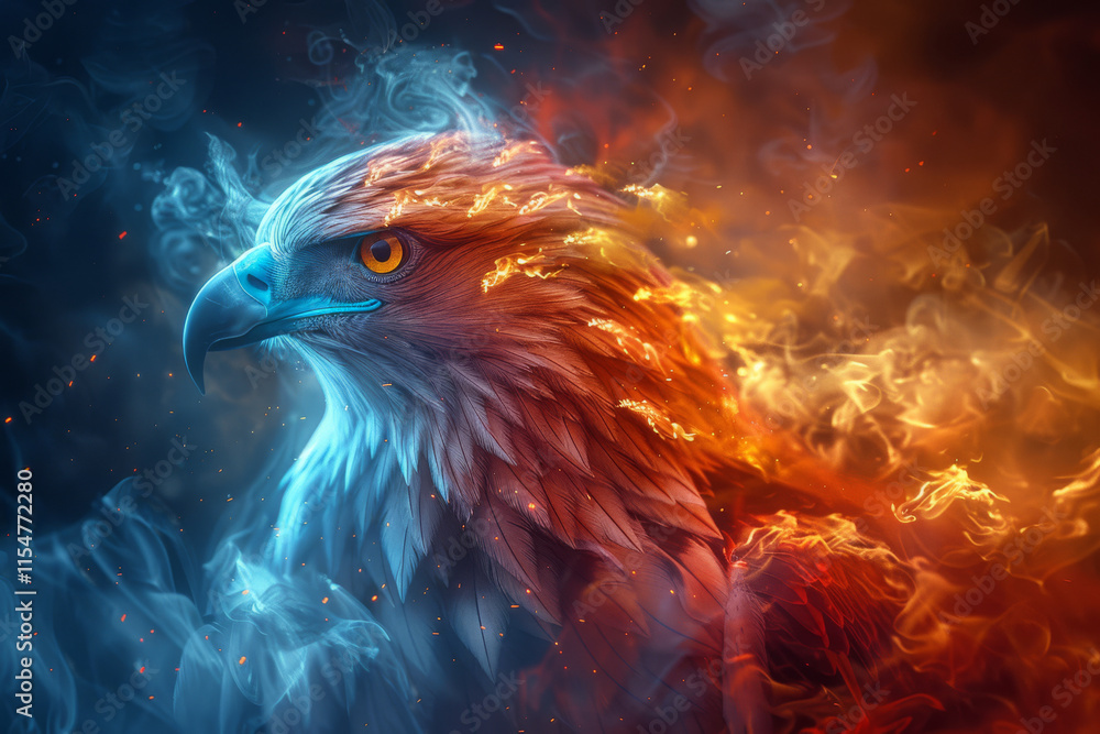 Obraz premium Close-up portrait of a colorful macaw and an eagle with vibrant feathers in a tropical setting