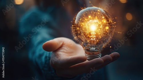 Illuminating ideas creative spark in a person's hand indoor setting dynamic environment inspirational concept