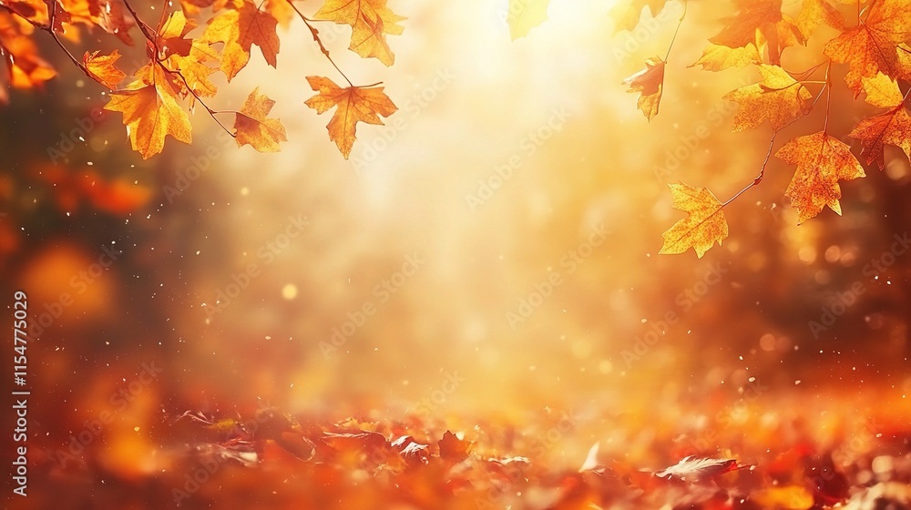 Golden Autumn Forest with Leaves in Shades of Orange and Yellow Golden Autumn Forest with Leaves in Shades of Orange and Yellow