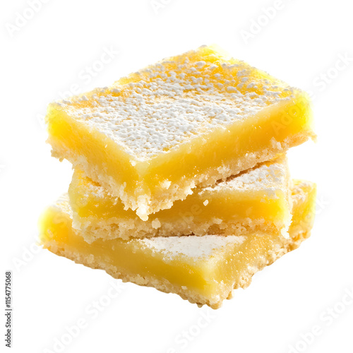 Mouth Watering Lemon bars Isolated On Transparent Background