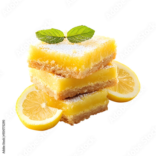 Mouth Watering Lemon bars Isolated On Transparent Background