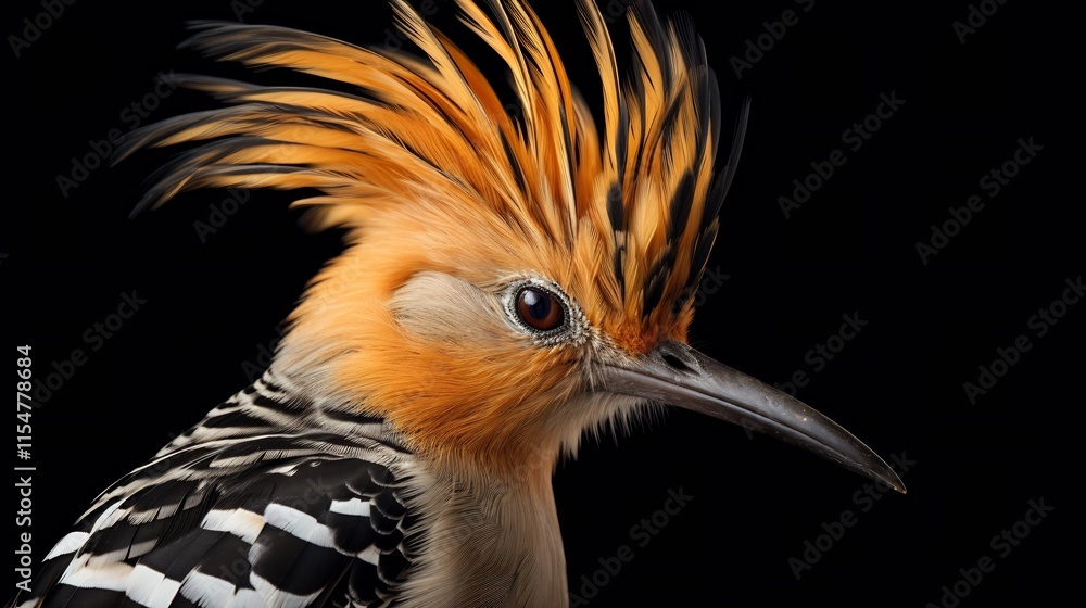 Stunning image of a hoopoe bird with its distinctive orange crown of feathers hunting for insects in its natural outdoor environment Stunning image of a hoopoe bird with its distinctive orange crown of feathers hunting for insects in its natural outdoor environment
