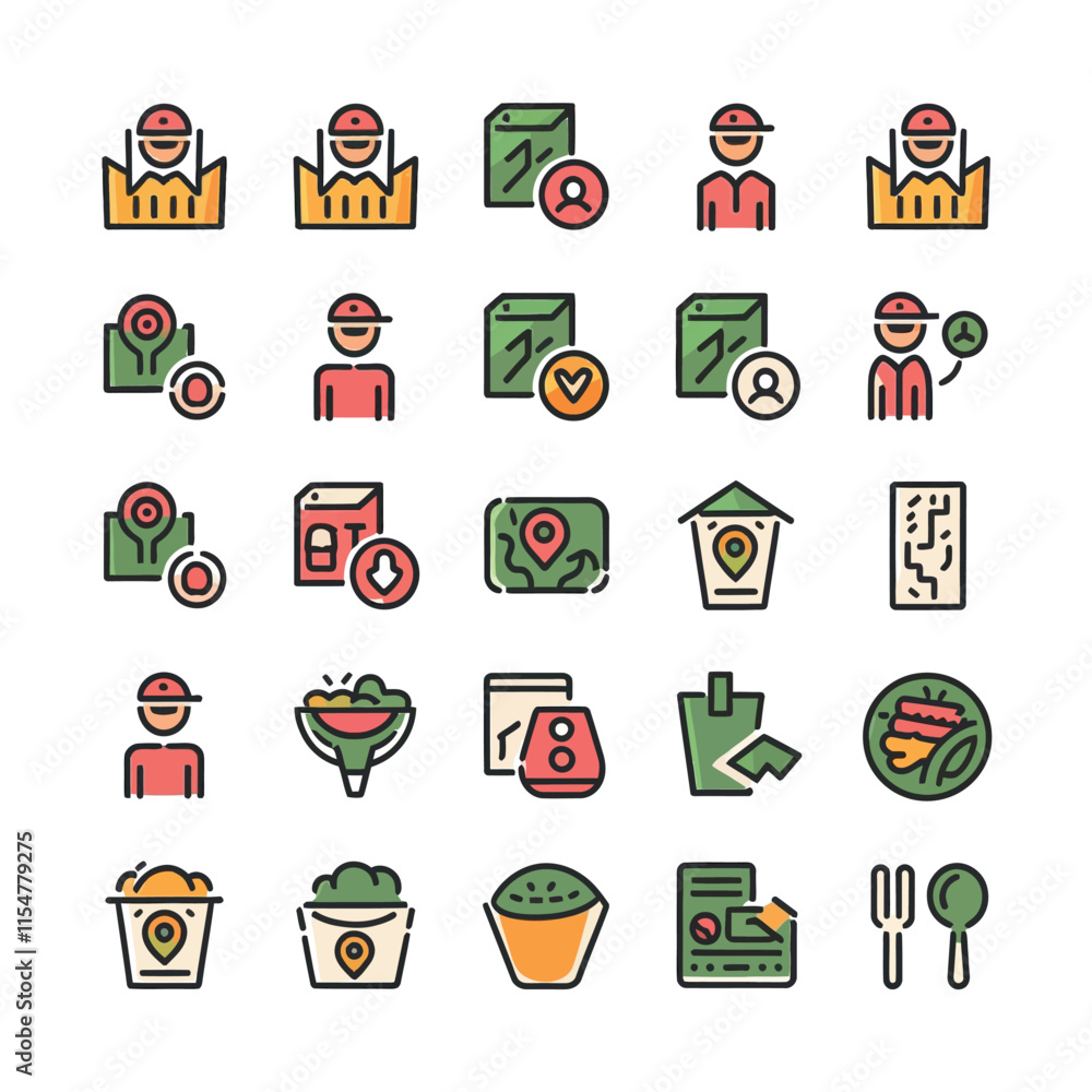 food delivery icon set vector food delivery icon set vector