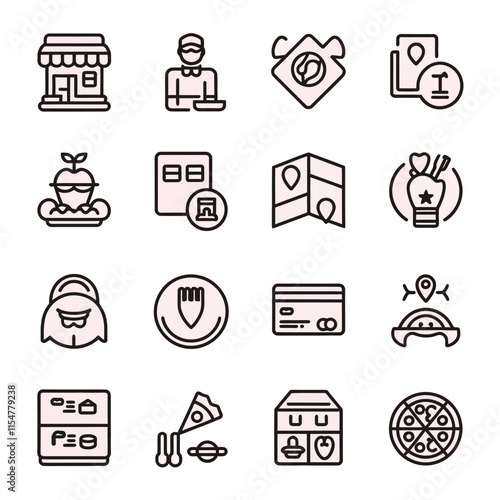 food delivery icon set vector