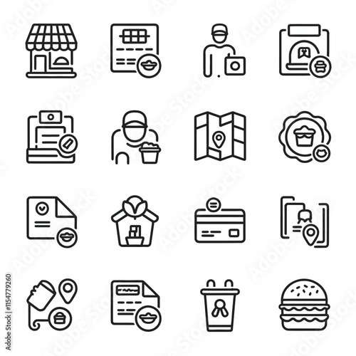 food delivery icon set vector