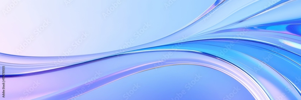 Naklejka premium Abstract waves, fluid curves, cool blue tones, light purple hues, dynamic flow, smooth gradients, soft lighting, minimalist design, digital art, vector graphics style, modern background, ethereal atmo