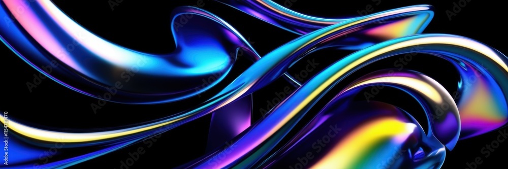 Abstract light trails, vibrant neon colors, glossy curved surfaces, dynamic motion blur, futuristic technology aesthetic, sleek metallic reflections, high contrast, black background, ultrawide panoram Abstract light trails, vibrant neon colors, glossy curved surfaces, dynamic motion blur, futuristic technology aesthetic, sleek metallic reflections, high contrast, black background, ultrawide panoram