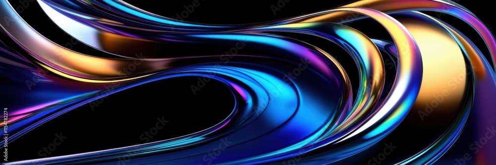 Abstract light trails, vibrant neon colors, glossy curved surfaces, dynamic motion blur, futuristic technology aesthetic, sleek metallic reflections, high contrast, black background, ultrawide panoram Abstract light trails, vibrant neon colors, glossy curved surfaces, dynamic motion blur, futuristic technology aesthetic, sleek metallic reflections, high contrast, black background, ultrawide panoram