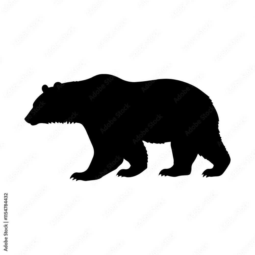 Fototapeta premium Florida black bear silhouette vector illustration design on white background.