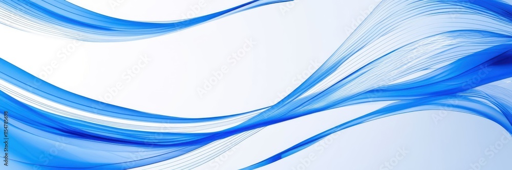 Fototapeta premium Abstract waves, fluid dynamics, blue gradient, flowing lines, transparent layers, dynamic curves, ethereal pattern, digital art, smooth texture, energy flow, minimalist design, white background, sleek