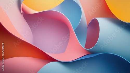 Colorful Curved Shapes in Abstract Dynamic Composition photo