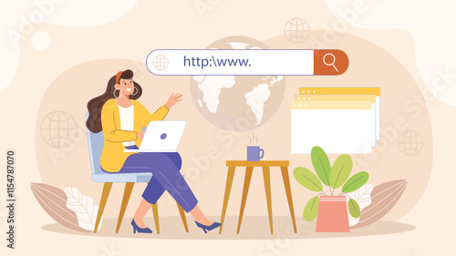 A dynamic illustration showcasing a search bar surrounded by global icons representing diverse search capabilities and features.