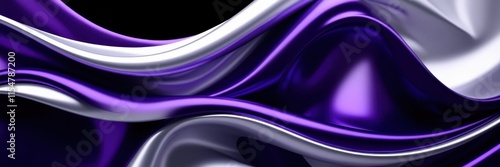 Abstract fluid waves, deep purple and white swirls, flowing curves, silky smooth texture, glossy surface, dynamic movement, ultra high resolution, 8K render, digital art, vibrant colors, sleek design, photo