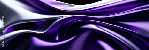 Abstract fluid waves, deep purple and white swirls, flowing curves, silky smooth texture, glossy surface, dynamic movement, ultra high resolution, 8K render, digital art, vibrant colors, sleek design, photo